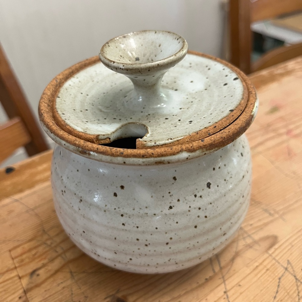 Handmade ceramic honey pot